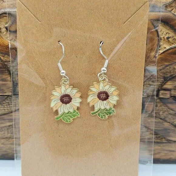 Enamel Charm Earrings lot! Garden Flowers Bee Mushroom Butterfly Cottage theme - Picture 3 of 8